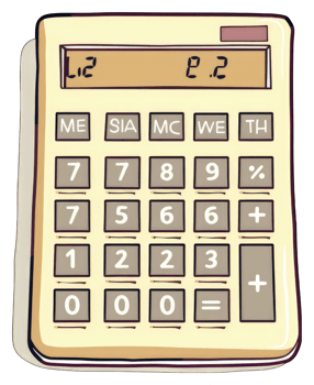 A Cartoon Illustration Of A Simple Beige Calculator png