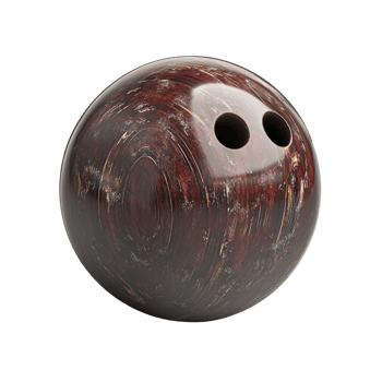 A shiny red bowling ball with a swirled marble pattern is shown against a transparent background. png
