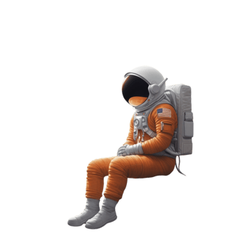 An astronaut sitting on a rock with his feet up png