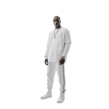 A man in white clothes standing in front of a black background png