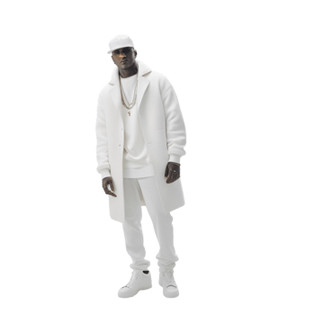 A man in a white coat and hat png