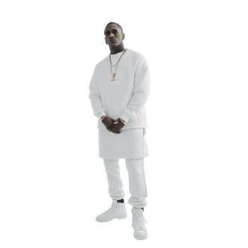 A man in white clothes standing on a black background png