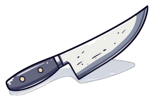 A sticker of a sharp kitchen knife png