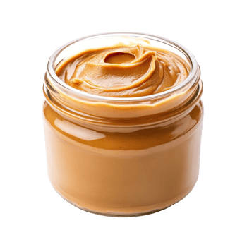 Creamy peanut butter in a glass jar. cut out png