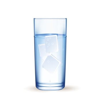 Refreshing Glass of Water with Ice Cubes vector
