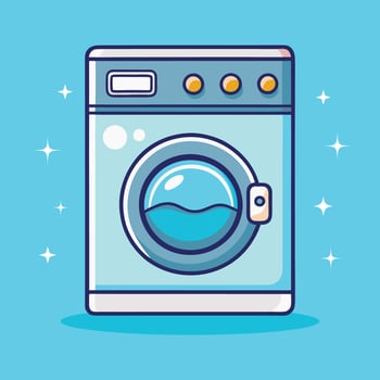 Washing Machine Cartoon Icon Illustration Object Technology Icon Concept vector
