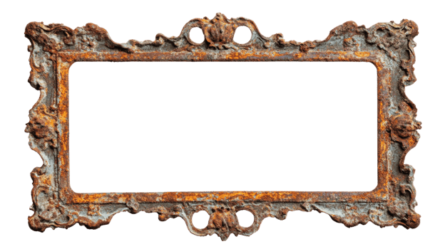 Ornate Rusty Metal Frame Blank Antique Design png