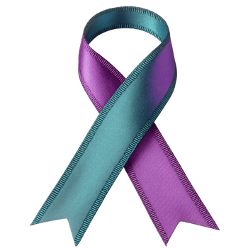Teal and Purple Ribbon Awareness Symbol png
