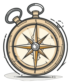 Antique Compass Design Pocket Watch Illustration png
