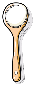 A cartoon drawing of a wooden handled spoon png