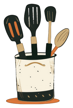 Kitchen Utensils Stored Neatly In A Container png
