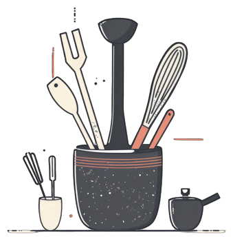 Kitchen Utensils Organized In A Stylish Container png