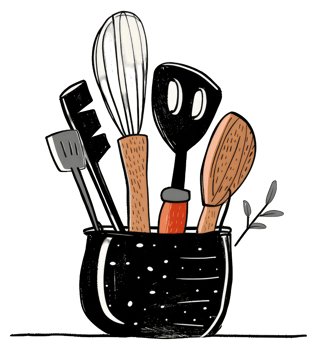 Kitchen Utensils In A Decorative Jar png
