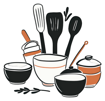 Kitchen Utensils and Bowls A Delightful Arrangement png