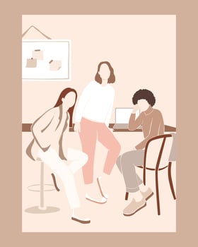 Aesthetic Women Collaboration Poster Stylish Illustration vector