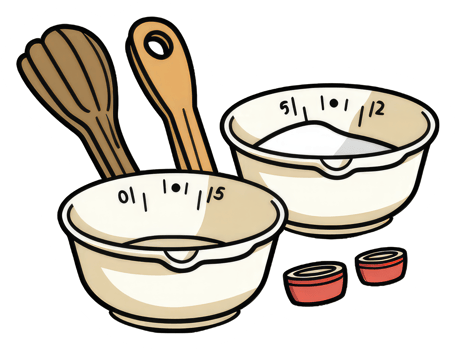 Baking Utensils Measuring Cups And Whisk Ready To Bake png
