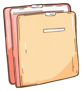 Pink and beige folders containing important documents png