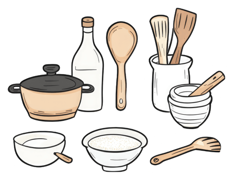 Assorted Kitchen Utensils and Cooking Ingredients png
