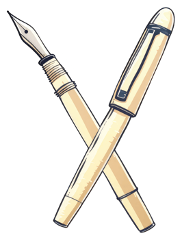 Elegant Fountain Pens Crossed in Artistic Design png