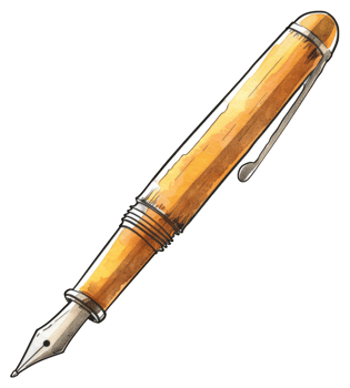 Amber colored fountain pen illustration design png