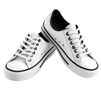A Pair Of White Canvas Sneakers With Black Accents png
