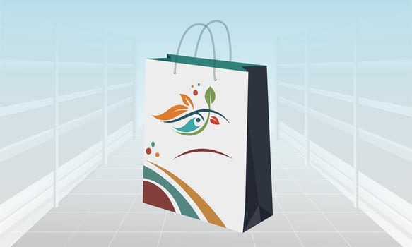 a shopping bag with a colorful design on it vector