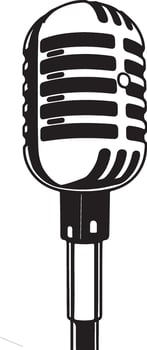A black and white drawing of a microphone vector