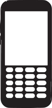 A silhouette illustration of a keypad phone vector