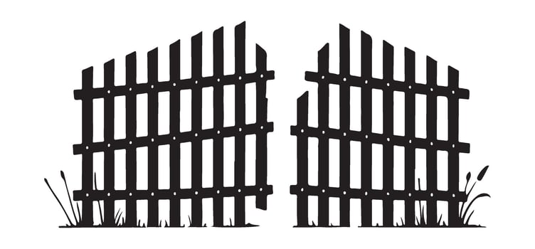 Damaged Wooden Fence Gate Silhouette Artwork vector
