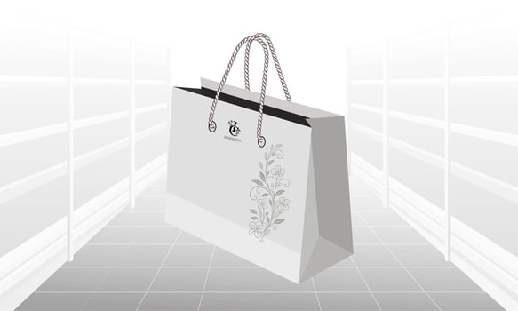 white paper shopping bag with floral design vector