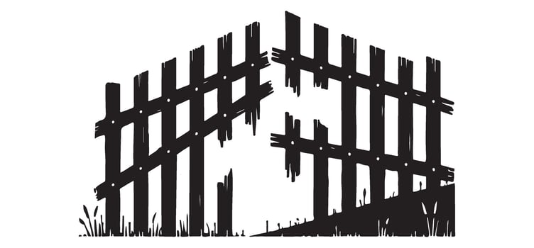 Broken Wooden Fence Silhouette Illustration art vector