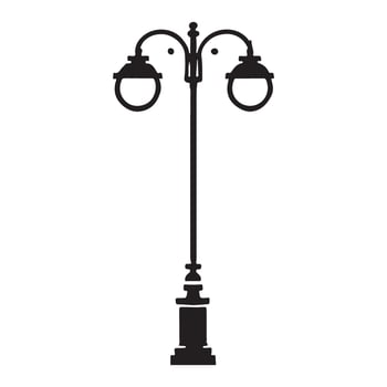 Classic Double Lamppost Silhouette Streetlight Illustration vector