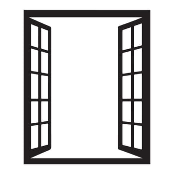 Silhouette Illustration of an Open Window with Panes vector