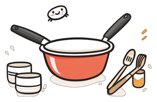 Cooking Pot Utensils and Small Bowls for Food Preparation png