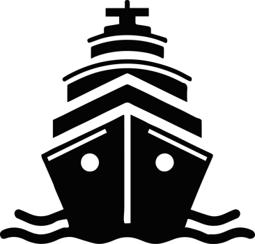 A black and white ship logo png