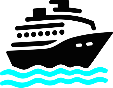 A cruise ship floating in the ocean png