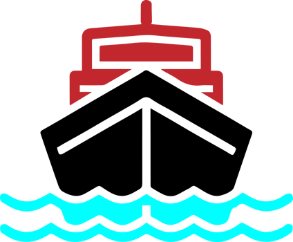 A red boat floating in the water png