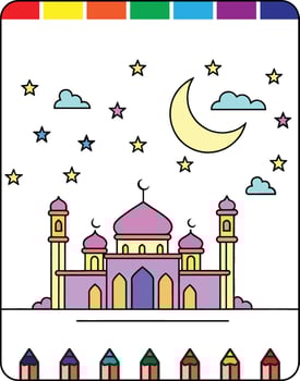 An islamic mosque with stars and crescent vector