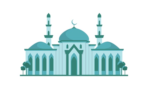 Mosque Islamic Geometric Flat Modern design green vector