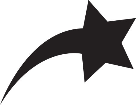 A black star with a curved line png