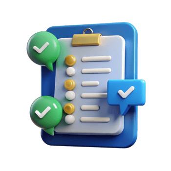 A three dimensional colorful illustration of a checklist or to do list. png