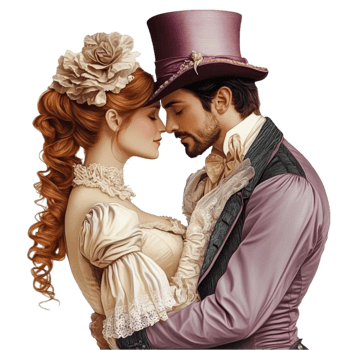 Romantic Couple in Vintage Attire png