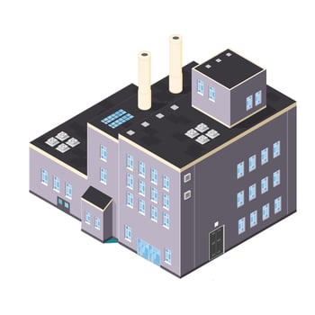 Isometric Industrial Factory Power Station Generation Illustration Concept Icon vector