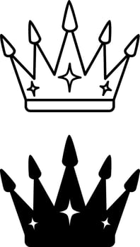 Crown Icons. Black and White Icons. Accessory, Party Wear. Brazilian Carnival Concept vector