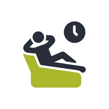 This relaxation icon beautifully represents the essence of serenity and comfort, making it a perfect choice for spa and wellness themes, and it truly embodies tranquility and leisure vector
