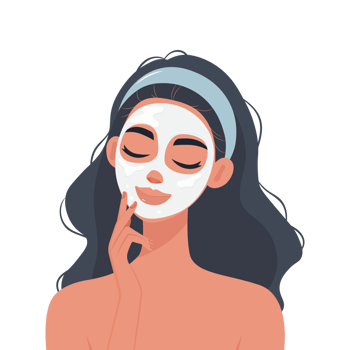 Girl with a Skincare Mask Enjoying a Beauty Treatment flat illustration isolated on transparent background png