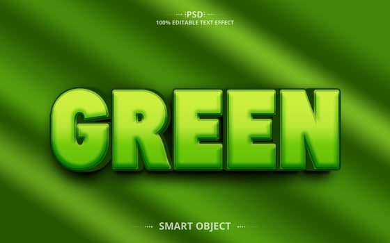 Green 3D text effect Editable Text Effect Design psd
