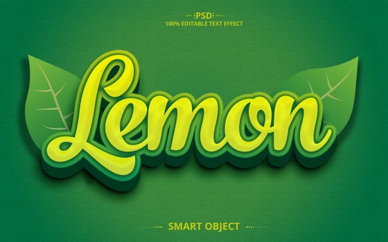 Lemon 3D nature tree green Editable Text Effect Design psd