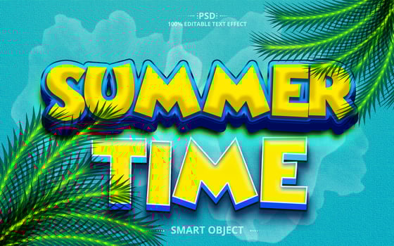 Summer time 3D Editable Text Effect Design psd