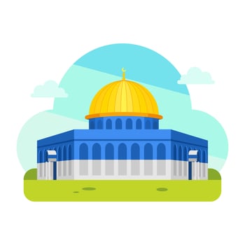 illustration of simple al aqsa mosque isolated on white background, for islamic greeting vector